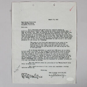 Roy O. Disney Signed Document Contract Amendment - COA JSA