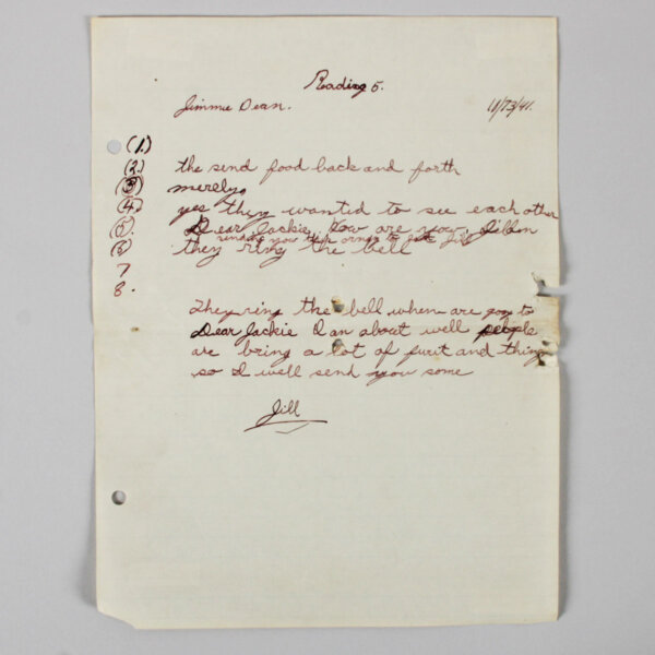 James Dean Hand Written Homework Signed - COA JSA