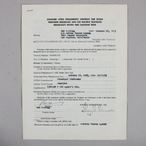 Rod Serling Signed Contract - COA JSA