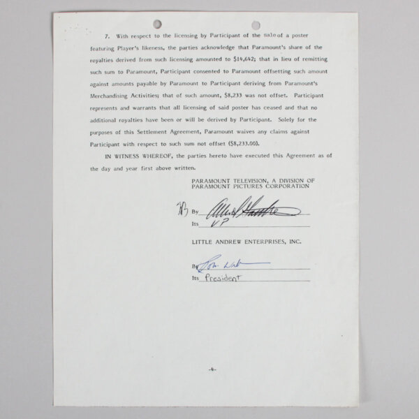Robin Williams Signed Contract "Mork & Mindy" Merchandising - COA JSA