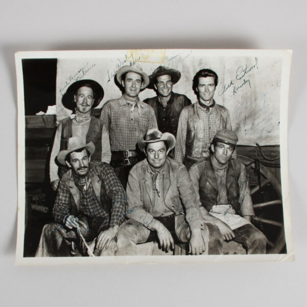 Rawhide Cast Signed Photo 8x10 (7 Sigs.) Incl. Clint Eastwood - COA JSA