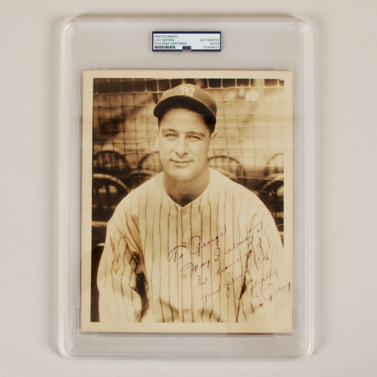 Lou Gehrig Signed Photo 8x10 Yankees PSA/DNA Encapsulated