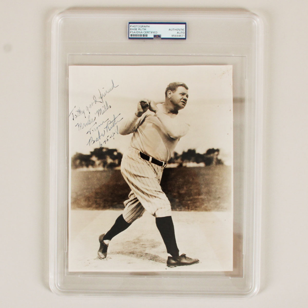 Babe Ruth Signed Photo 8x10 New York Yankees inscribed. - PSA/DNA Encapsulated