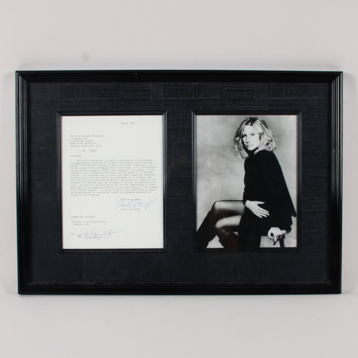 Barbra Streisand Signed Contract Display - COA JSA