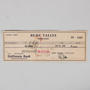 Rudy Vallee Signed Check - COA JSA