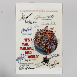 It's a Mad, Mad, Mad, Mad World Cast Signed Mini Poster (12) Sigs. Jerry Lewis, Don Knotts, Buddy Hackett etc. - COA JSA
