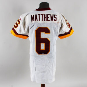 Shane Matthews Game Worn Signed Inscribed Jersey #6 Washington Redskins 2002