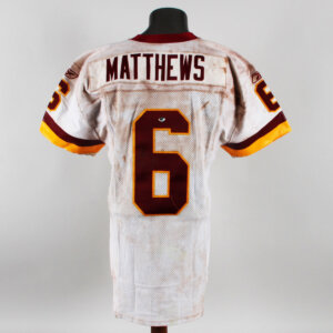 Shane Matthews Game Worn Signed/Inscribed Jersey 2002 NFL Washington Redskins #6