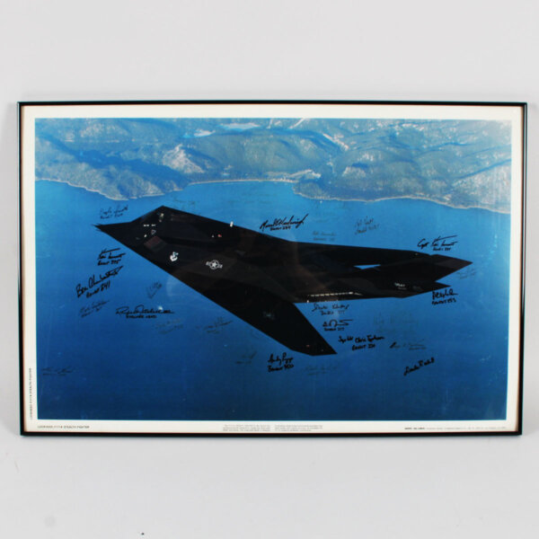 Stealth Fighter Multi-Signed Poster USAF Lockheed Martin F-117 Nighthawk 25+ Sigs.