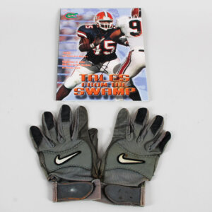 Alex Brown Florida Gators Game Used Gloves #45 2001 & Signed Program