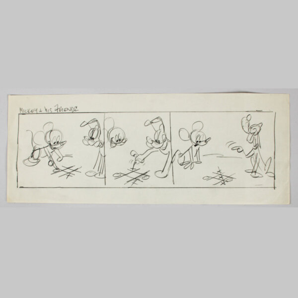 Walt Disney Studio Comic Strip Artwork Preliminary Animation “Mickey Mouse and His Friends” Featuring Pluto by Milt Banta