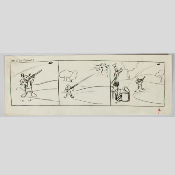 Walt Disney Studio Comic Strip Artwork Preliminary Animation Featuring “Mickey Mouse & His Friends” with Goofy by Milt Banta