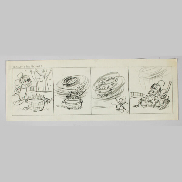 Walt Disney Studio Comic Strip Artwork Preliminary Animation Featuring "Mickey Mouse & His Friends" by Milt Banta