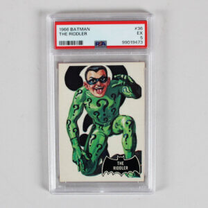 1966 Topps Batman Black Bat Orange Back #36 The Riddler PSA 5 (EX) (Rookie)