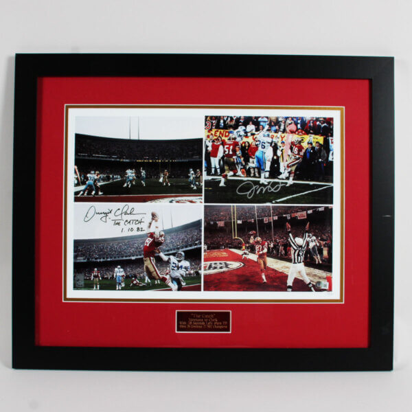 Dwight Clark & Joe Montana Signed Photo 49ers Display LE 30/30 - COA BAS
