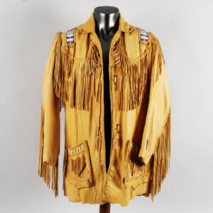 Native American Western Jacket Fringe Leather with Beads Ren Ellis 42