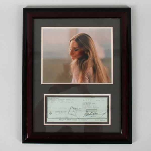 Barbra Streisand Signed Check Display - COA JSA
