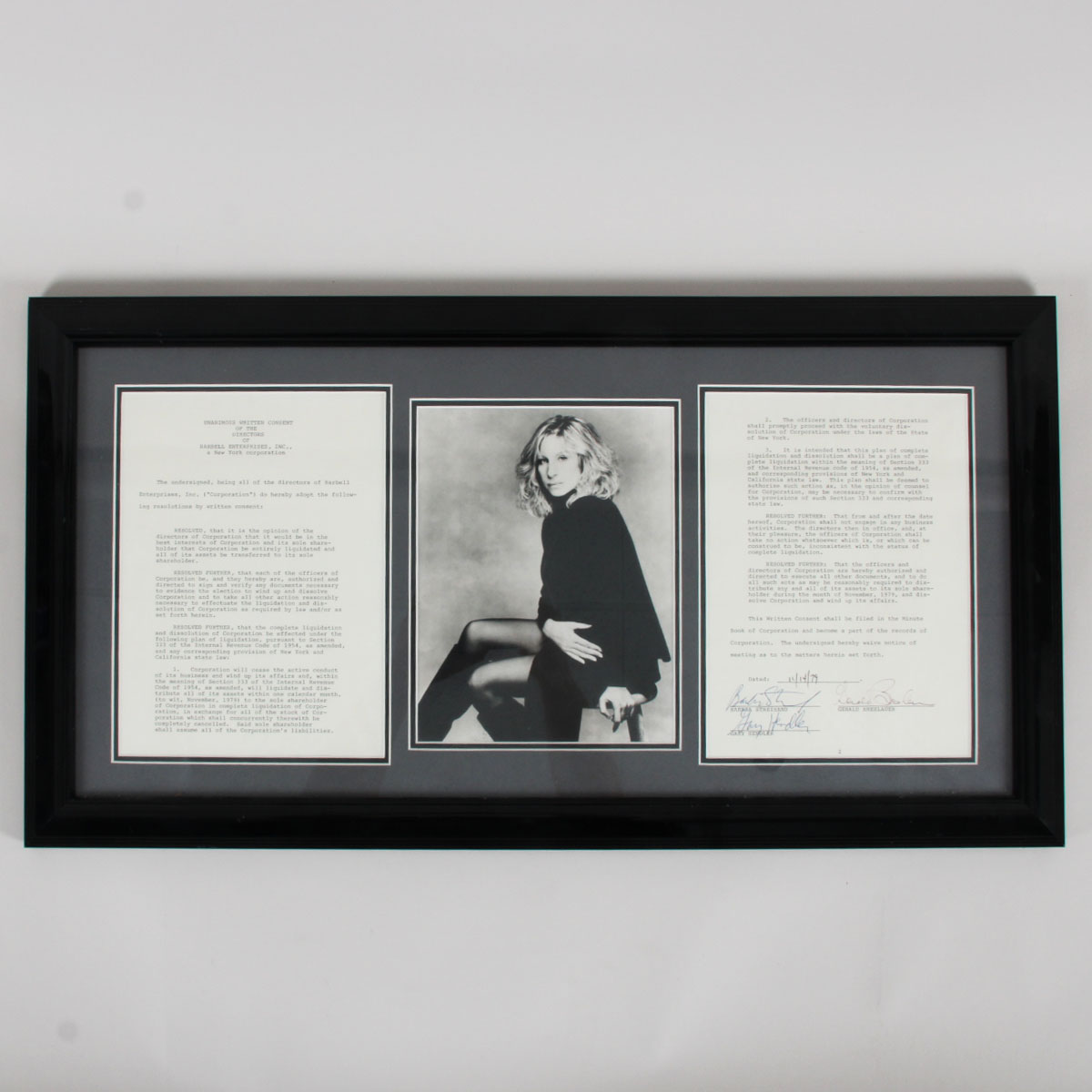 Barbra Streisand Signed Contract Display - COA JSA