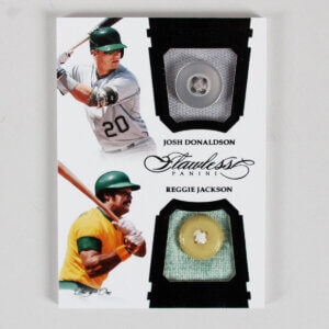 2017 Panini Flawless Reggie Jackson Josh Donaldson Game Jersey Button Card A's #DM-DJ 1/1