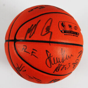 2015-16 Warriors Team Signed Ball Steph Curry, Klay Thompson, etc. - COA JSA