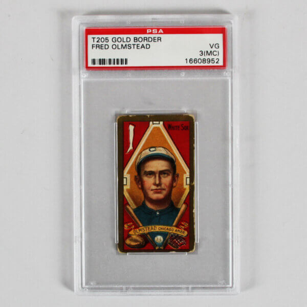 T205 Gold Border 1911 Tobacco Card Fred Olmstead Chicago PSA 3 VG (MC)