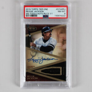 2019 Topps Tier One Reggie Jackson Graded Card STARRJ SIG Tools AUTO Relics 1/1 - PSA 8