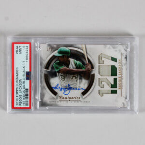 2018 Topps Luminaries Reggie Jackson Graded Card #RJA Hit Kings AUTO Relic Black 1/1 - PSA 9