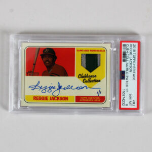2018 Topps Heritage Reggie Jackson Graded Card #RJ AUTO Relic Patch 1/1 - PSA 8