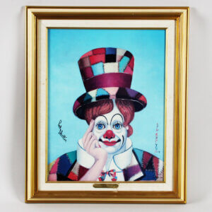 Red Skelton Signed Artwork Autographed x3 "Crazy Quilt Clown"- COA JSA