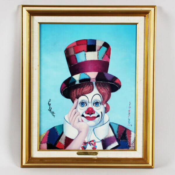 Red Skelton Signed Artwork Autographed x3 "Crazy Quilt Clown"- COA JSA