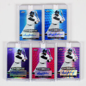 2018 Leaf Sports Heroes Reggie Jackson Signed Card Lot (5) Auto BA-RJ1 Pink, Purple, & Blue