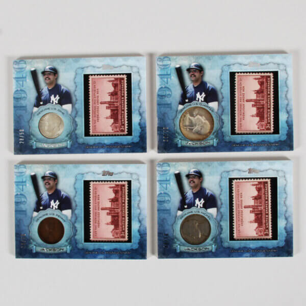 2015 Topps Birth Year Coin Stamp Reggie Jackson Card Lot Set #CS-10 (4) 1946 Penny, Nickel, Dime & Quarter