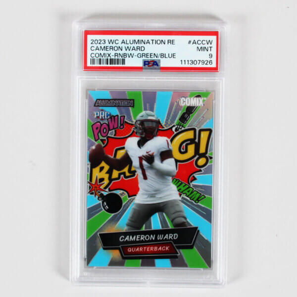 2023 WC Alumination RE Cameron Ward Graded RC Card #ACCW COMIX-RNBW-GREEN/BLUE - PSA 9