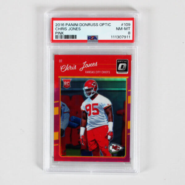 2016 Panini Donruss Optic Chris Jones Graded RC Card #109 PINK - PSA 8