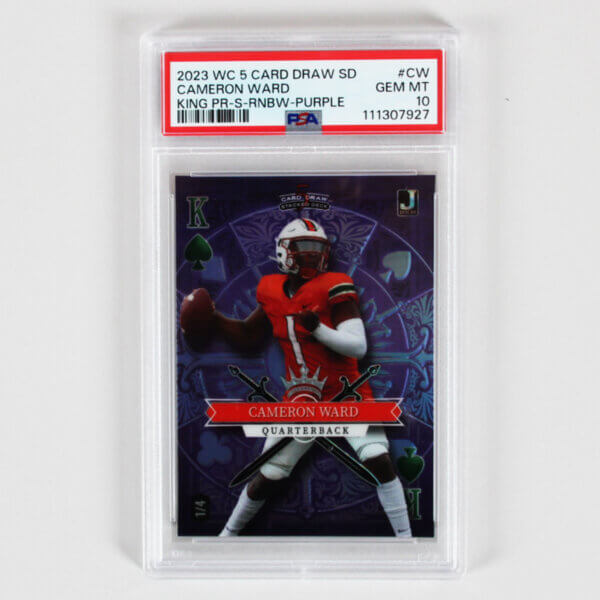 2023 WC 5 Card Draw SD Cameron Ward Graded RC Card #CW King PR-S-RNBW- PURPLE 1/4 - PSA 10