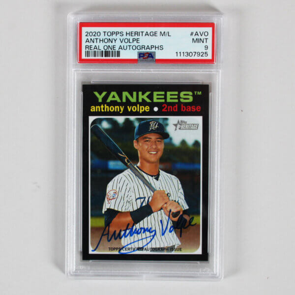2020 Topps Heritage M/L Anthony Volpe Graded RC Card #AVO Real One Autographs - PSA 9