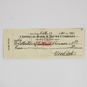 Babe Ruth Signed Check Yankees - COA PSA/DNA