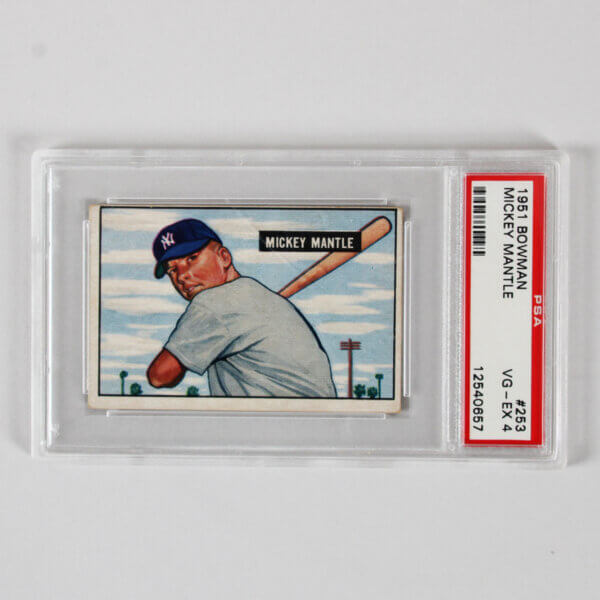 1951 Bowman Mickey Mantle Graded RC Card #253 - PSA 4 Rookie