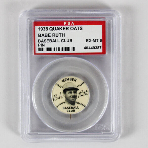 1938 Quaker Oats Babe Ruth Graded Baseball Club Pin - PSA 6