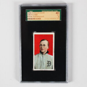 1909-11 Polar Bear T206 Ty Cobb Graded Card Portrait Red Background - SGC 3