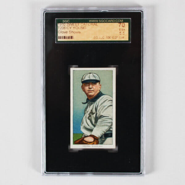 1910 Sweet Caporal T206 Cy Young Graded Card Glove Shows - SGC 5.5