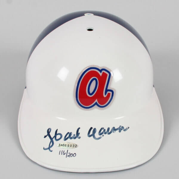 Hank Aaron Signed Batting Helmet Braves Full Size - COA UDA