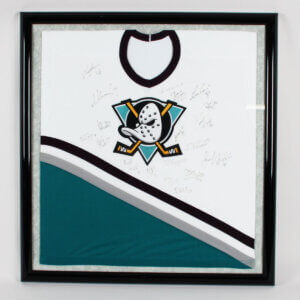 1993-94 Mighty Ducks Team Signed Jersey Display Inaugural Season Troy Loney, Mikhail Shtalenkov etc. - COA JSA