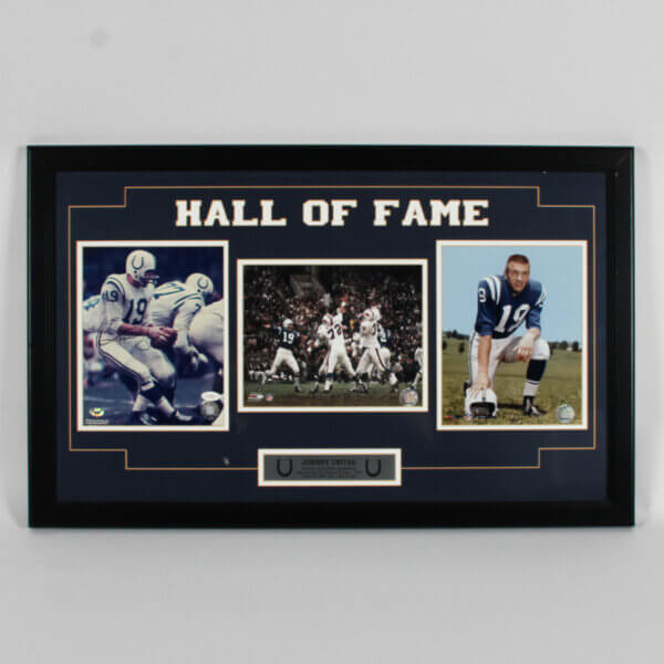 Johnny Unitas Signed Photo Display Colts - COA JSA