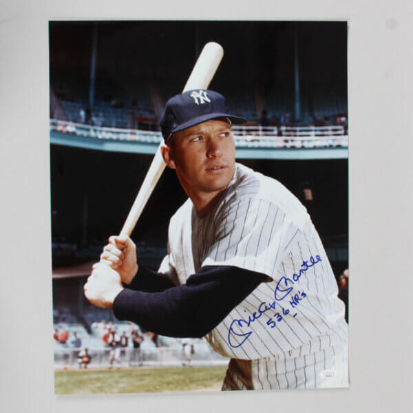 Mickey Mantle Signed Photo 16x20 Yankees Inscribed "536 HR's"- COA JSA