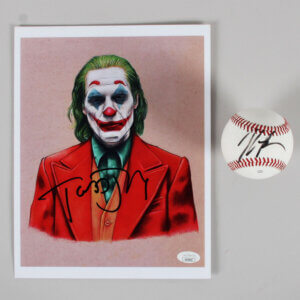 Joaquin Phoenix Signed Baseball w/ Todd Phillips Signed Photo 8x10 Joker - COA JSA