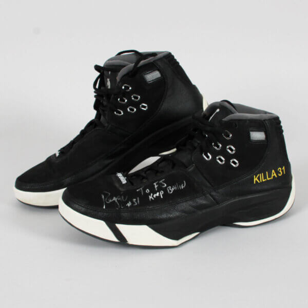Reggie Miller Game Worn Shoes 2005 Finals Signed Pacers Photomatched