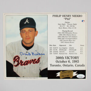 Phil Niekro Signed Photo Card Braves - COA JSA