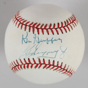 Ken Griffey Jr. Signed Baseball w/ Ken Griffey Sr. - COA JSA