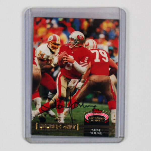 Steve Young Signed Card 49ers LE 196/1000 1992 Topps Stadium Club Members Only - COA JSA